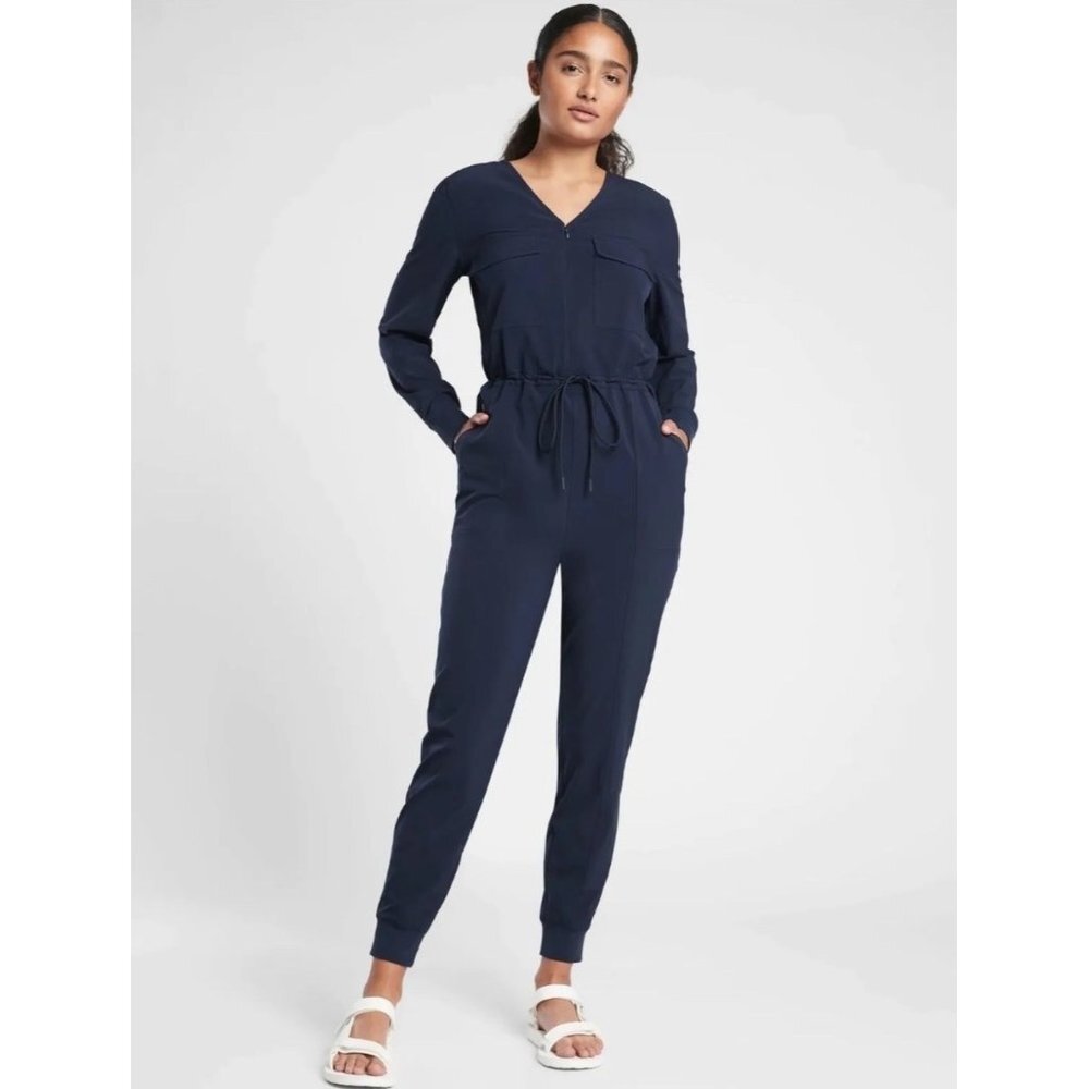 Athleta Zuma Long Sleeve Jumpsuit sz Small Blue